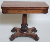 Lot 728 - Victorian rosewood fold over card table.