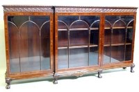 Lot 742 - Mahogany breakfront dwarf bookcase