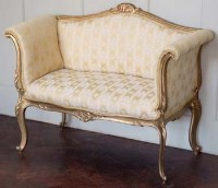 Lot 753 - Louis XV style gilt framed small sofa