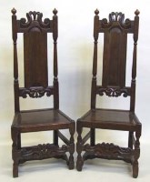 Lot 757 - Pair of oak high backstools