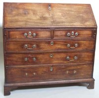 Lot 769 - George III mahogany bureau.