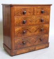 Lot 782 - Victorian figured walnut chest of two short and