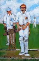 Lot 9 - Charles M. Jones, A Straight Bat, oil
