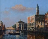 Lot 14 - S. Conti, Venetian scene, oil
