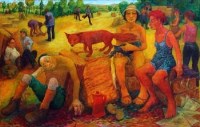 Lot 19 - Joan Darlington, Haymaking, oil