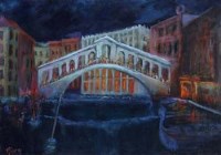 Lot 28 - Joyce Parfitt, The Rialto Bridge, Venice, oil