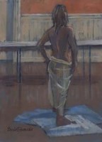 Lot 30 - David Edwards, Model in the studio, oil