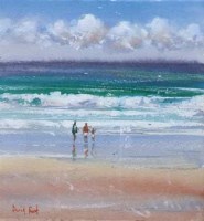 Lot 69 - David Rust, Incoming Breaker - Sennen Cove, and Incoming Tide, Whitesands Bay, watercolour (2)