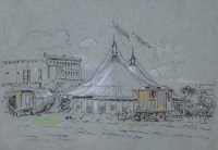 Lot 72 - William Monk, Fairground views, pastel (2)