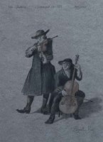 Lot 79 - Elizabeth Bury, Don Giovanni - Glyndebourne 1991. Musicians, crayon
