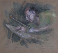 Lot 86 - Harold Riley, Self-portrait study - Salford, mixed media
