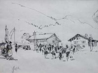 Lot 90 - Jack Merriott, Fete in Switzerland, ink
