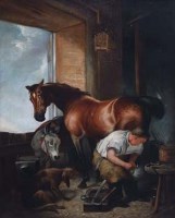 Lot 98 - William Widgery, The Blacksmith's Shop after Sir Edwin Landseer, oil