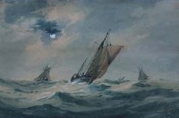 Lot 115 - Richmond Markes, Fishing boats by moonlight, watercolour