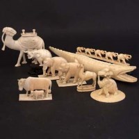 Lot 340 - Group of ivory animals.