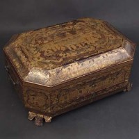 Lot 343 - Lacquered sewing box.