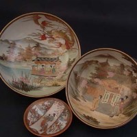 Lot 345 - Two Japanese Satsuma bowls and a miniature.
