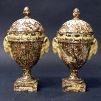 Lot 373 - Pair of solid agate ware vases.