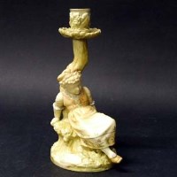 Lot 401 - Royal Worcester blush ivory candle sticks.