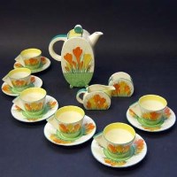 Lot 432 - Clarice Cliff bonjour coffee set in sungleam