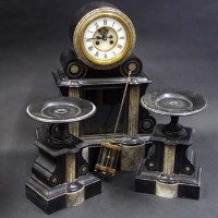 Lot 457 - 19th century black polished slate clock