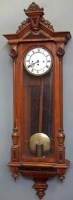 Lot 460 - Single weight three train Victorian wall clock with two spring barrels.