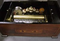 Lot 463 - Cylinder musical box playing on bells, drums plus castanets.
