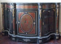 Lot 498 - Mid 19th century black lacquer Boulle cabinet.