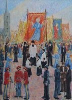 Lot 41 - Charles M. Jones, White Walk Parade, oil