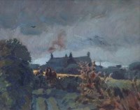 Lot 53 - Brian Nolan, Floral still life; Cows in a meadow and Rural scene, oils (3)