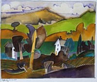 Lot 60 - Geoffrey Key, White Farms, mixed media