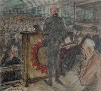 Lot 95 - A.S. Hartrick, Salvation Army Shelter and Brassingham's Farm, Ashby de la Bere, Gloucestershire, watercolour (2)