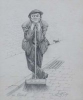 Lot 106 - Tom Dodson, The Thinker, pencil
