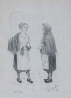 Lot 107 - Tom Dodson, Mill Girls, pencil