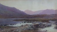 Lot 159 - E.A. Warmington, Moorland scene with horse and rider, watercolour