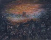 Lot 168 - Herbert St. John Jones, The Great Fire of Nantwich, December 10th 1583, watercolour