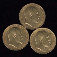 Lot 241 - Three Edward VII gold sovereigns