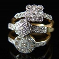 Lot 250 - Three 18ct gold and diamond rings