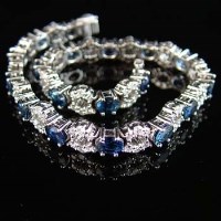 Lot 256 - Sapphire and diamond bracelet, 10ct sapphire, 3ct