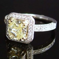 Lot 271 - Fancy yellow radiant-cut diamond, clarity: IF