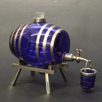 Lot 418 - Hukin and Heath blue glass and plate barrel