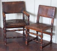 Lot 556 - Six oak Cromwellian style chairs