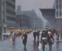 Lot 117 - Marc Grimshaw, Cross Street, Manchester, pastel