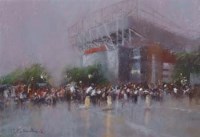Lot 154 - Marc Grimshaw, Old Trafford, pastel