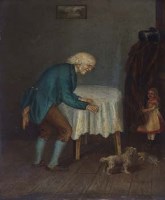 Lot 194 - Campbell, Interior scene with figures, oil