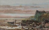Lot 229 - Warren Williams, Coastal scene with fisherman, watercolour
