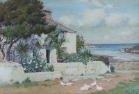 Lot 234 - John McDougal, The Sea Front at Cemaes, Anglesey, North Wales, watercolour