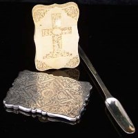 Lot 297 - Chinese card case, a silver card case and a marrow spoon