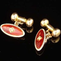 Lot 361 - Pair of guilloche enamel cufflinks