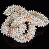 Lot 378 - Freshwater multi-strand pearl necklace, on silver